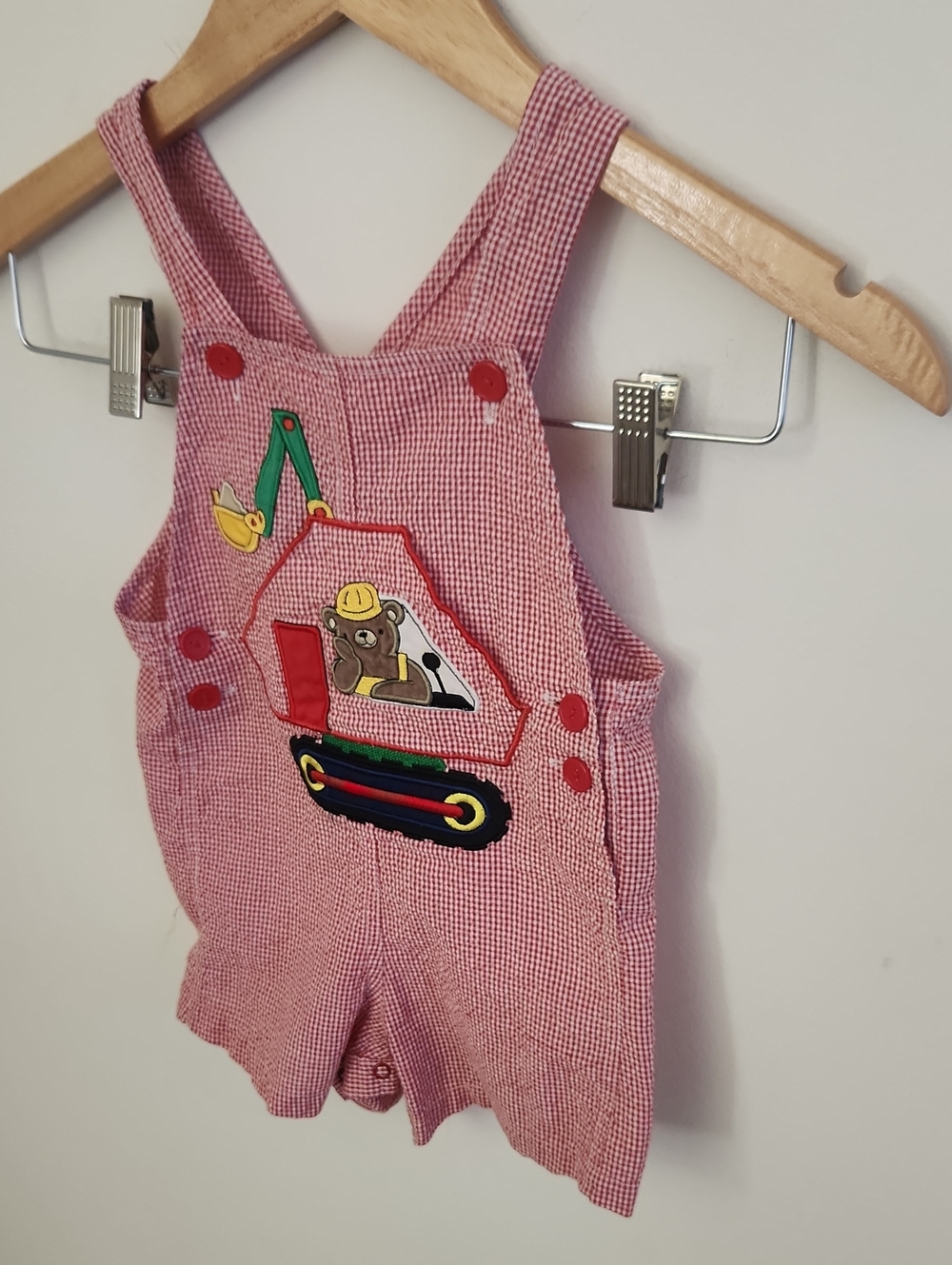 Vintage Toddler Teddy Bear Houndstooth Overalls 2T - Picture 2 of 7